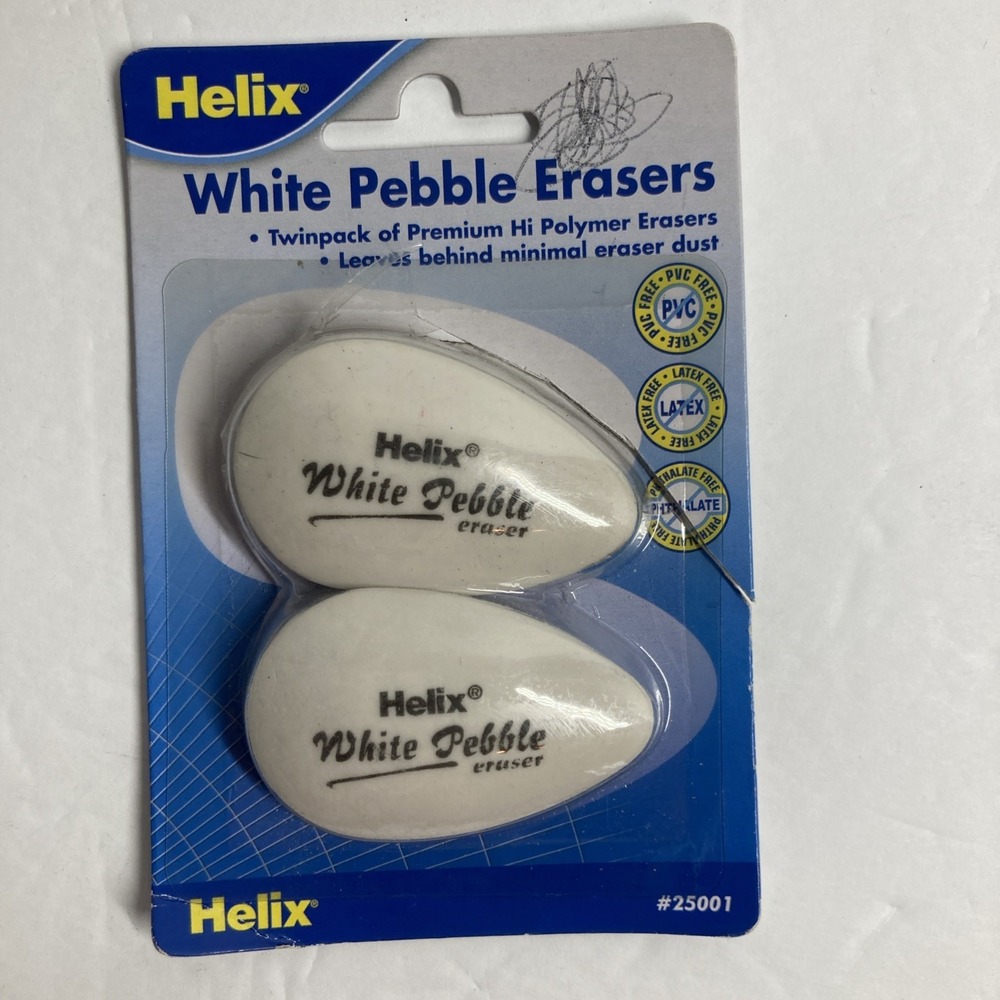 Helix White Pebble Eraser – Latex-Free Ergonomic Art & Drawing Rubber for School